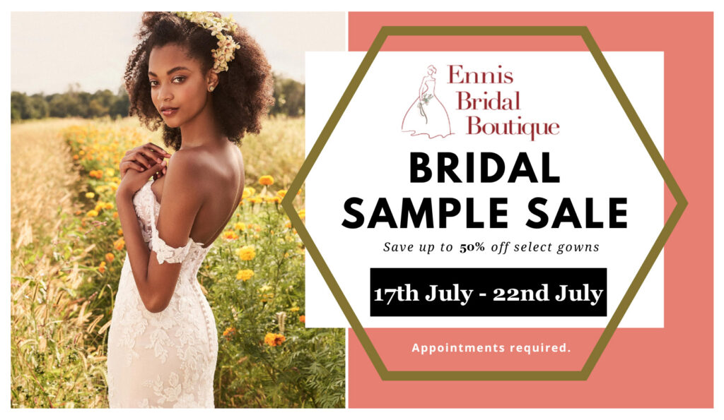 Sample Bridal Sale 2023 at Ennis Bridal Boutique